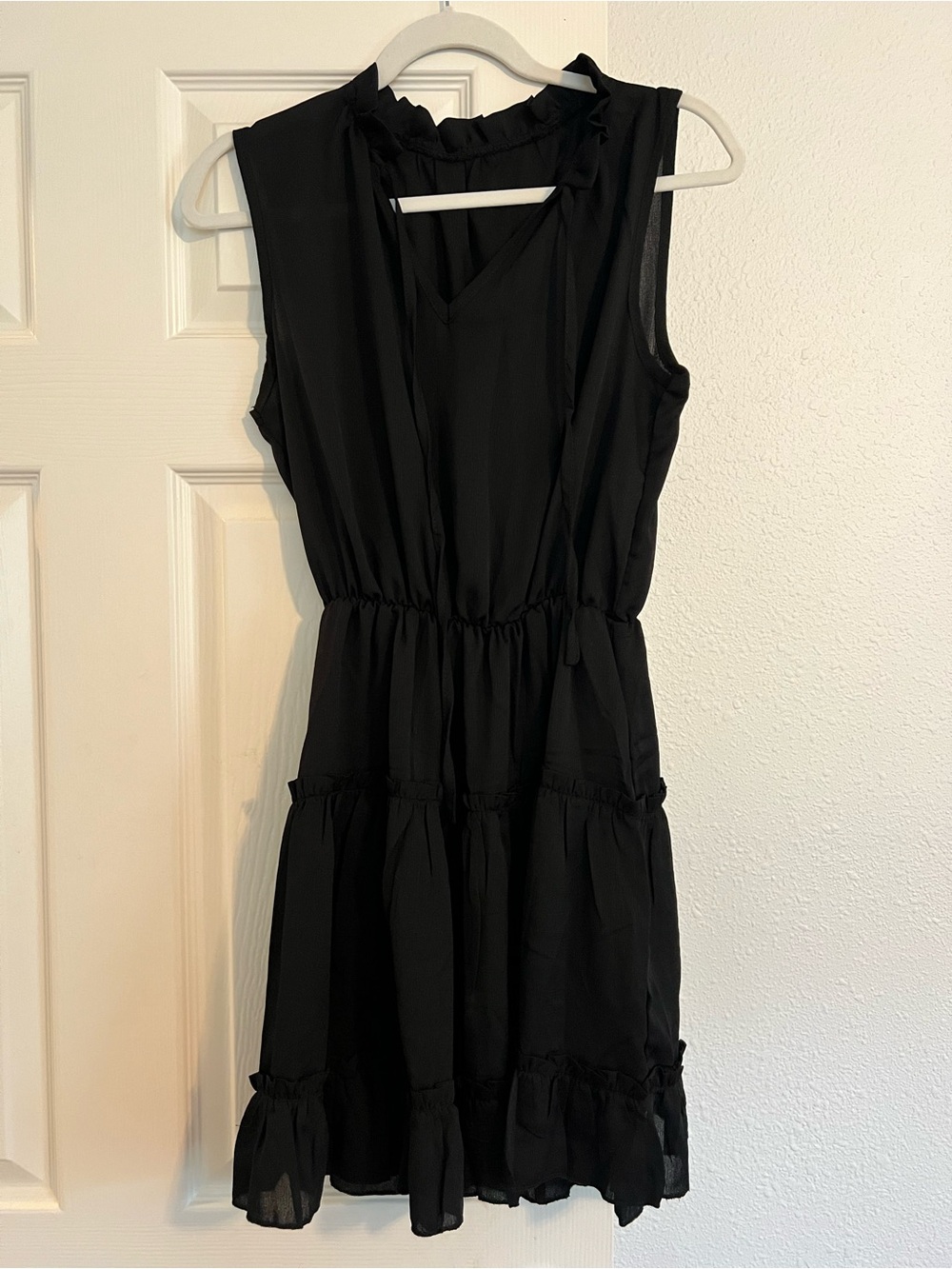 Sleeveless Black Tiered Ruffle Dress